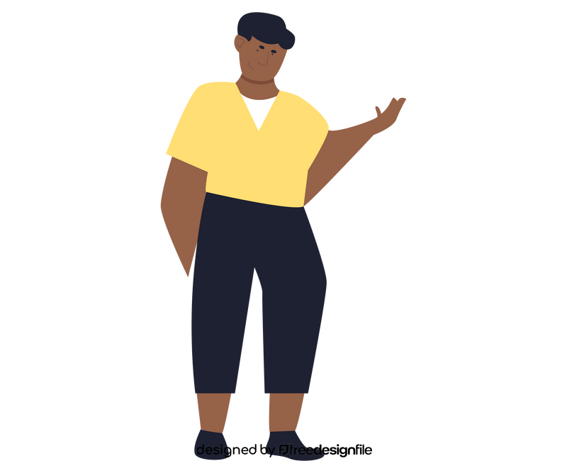 African American man in yellow T shirt clipart