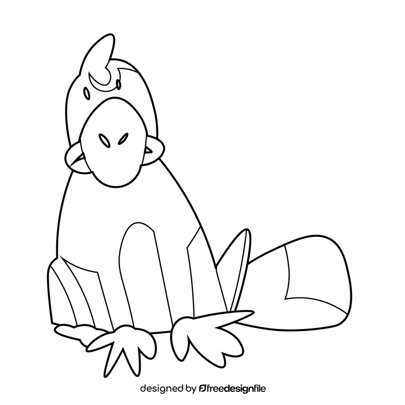 Platypus sitting drawing black and white clipart