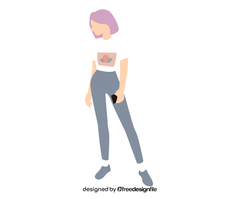 Cartoon cute girl in jeans clipart