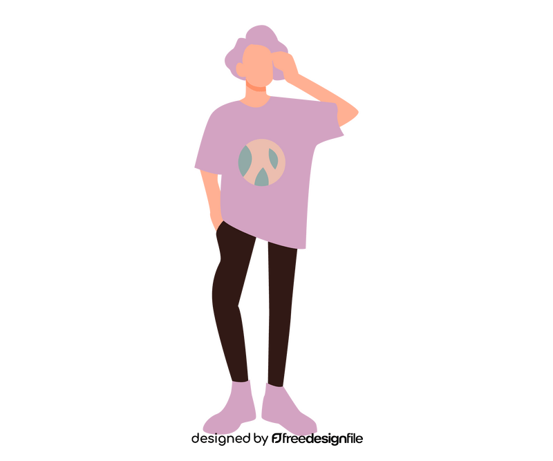 Cartoon boy in lavender T shirt clipart