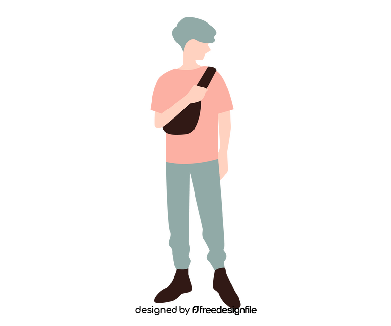 Cartoon young guy with belt bag clipart