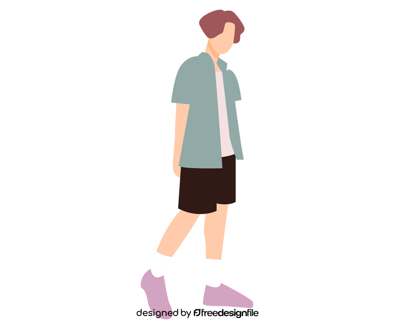 Cartoon guy in shirt walking clipart