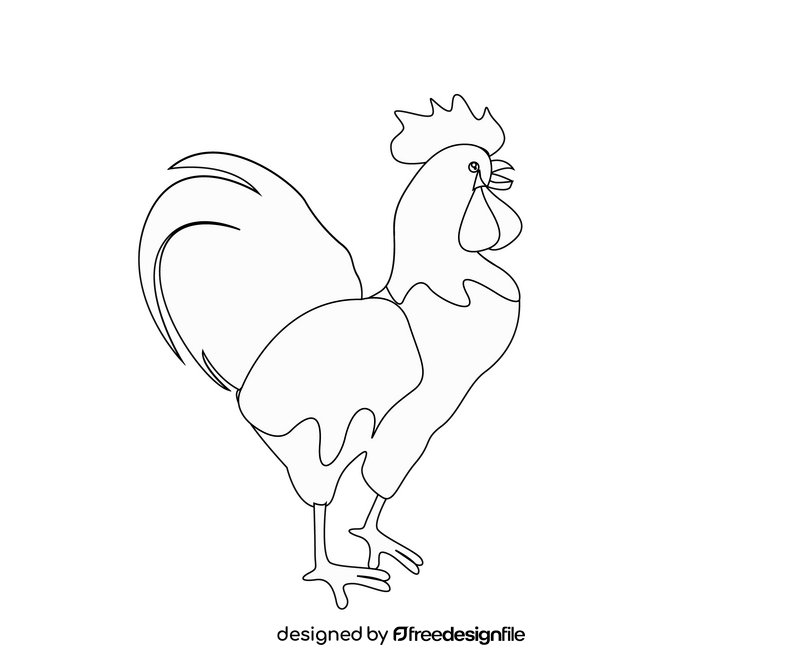 Cartoon rooster black and white clipart