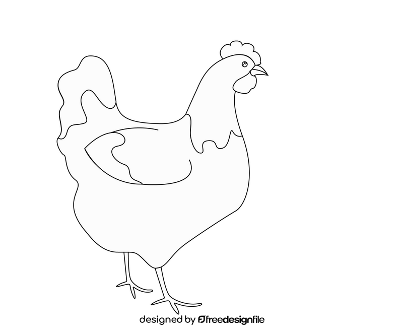 Cartoon chicken black and white clipart
