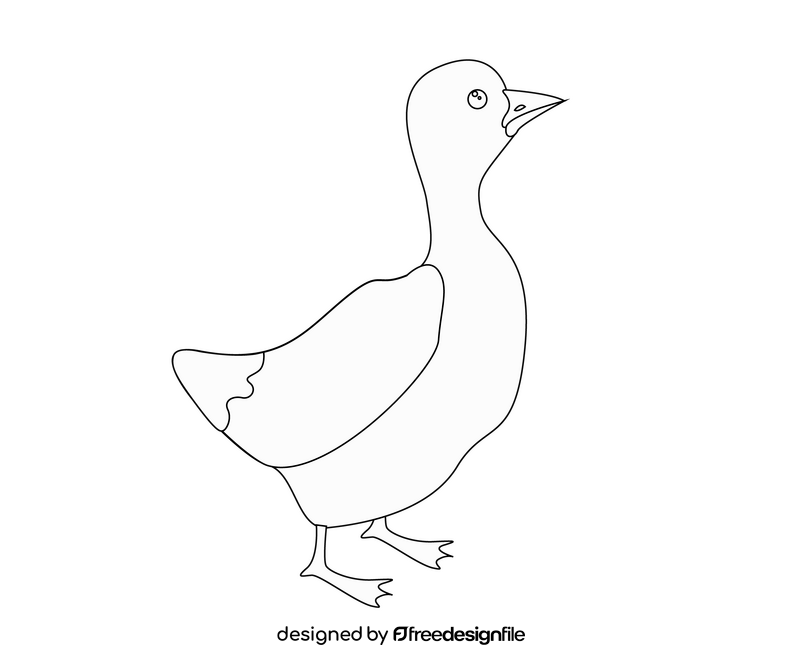 Duck drawing black and white clipart