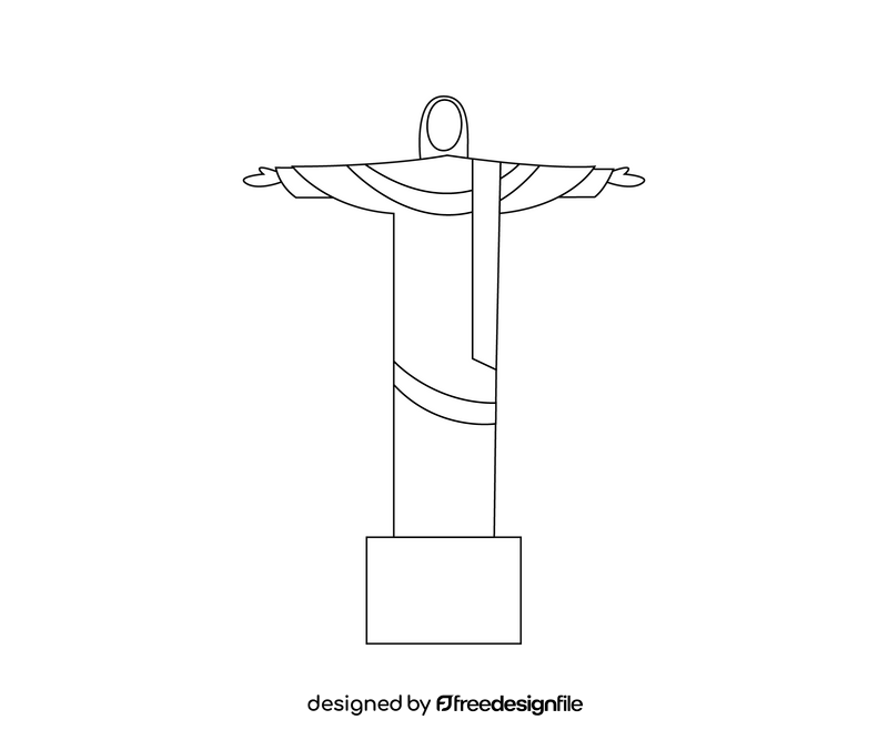 Christ the Redeemer, Rio de Janeiro, Brazil black and white clipart