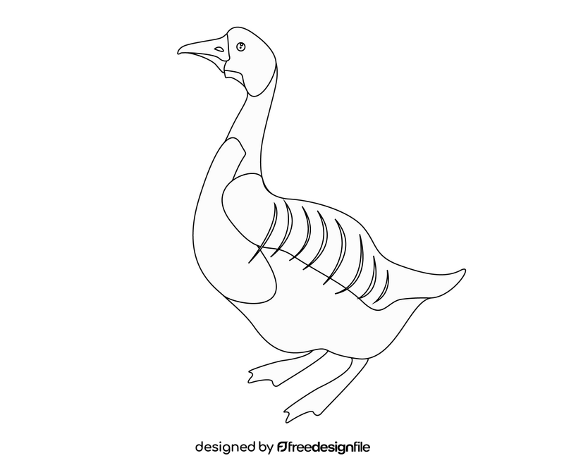 Goose illustration black and white clipart