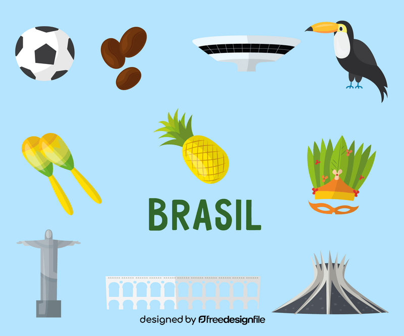 Attractions in Brazil, Brazilian carnival icons vector