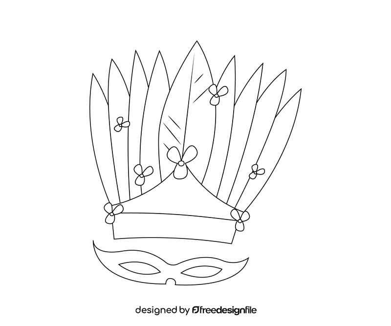 Brazilian carnival mask black and white clipart