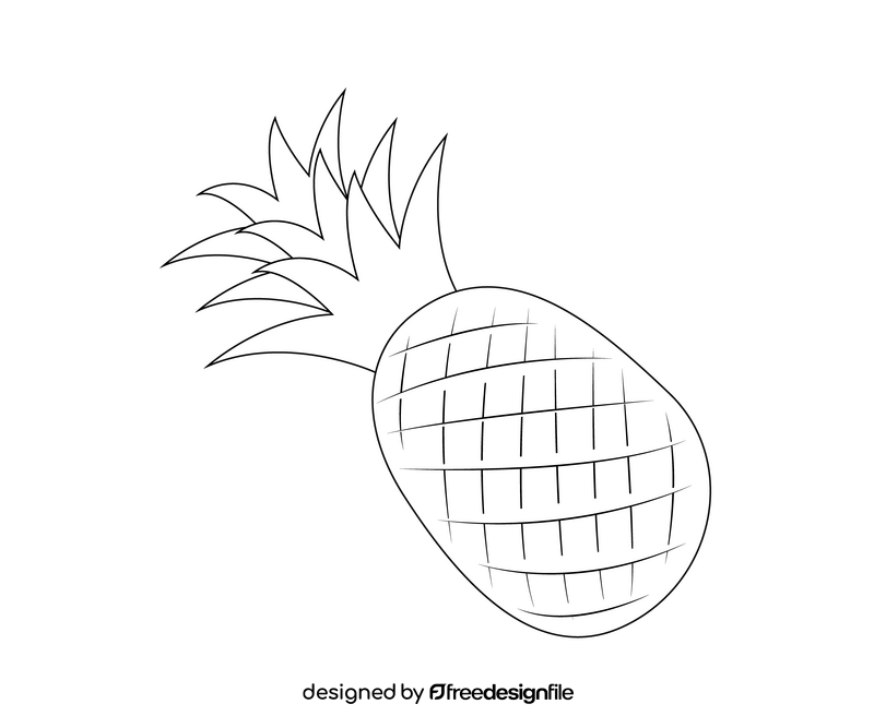 Cartoon pineapple black and white clipart