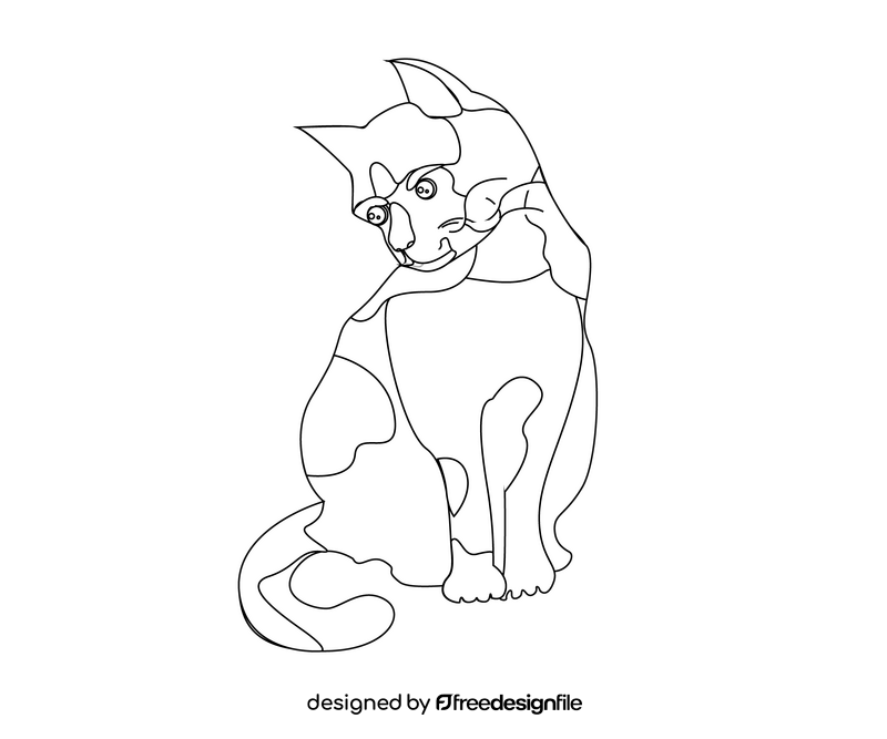 Sitting cat free black and white clipart