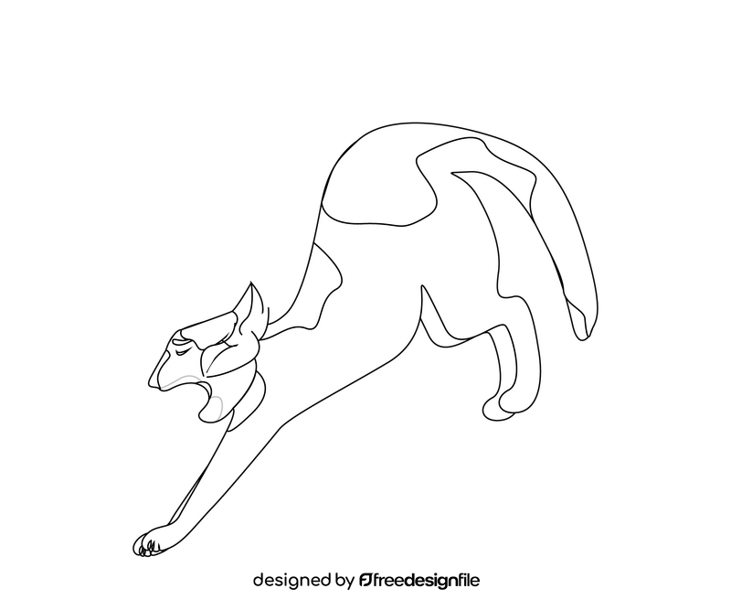 Falling cat black and white clipart
