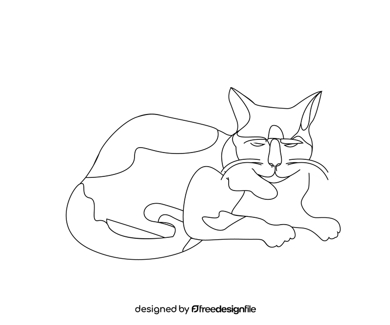 Cat drawing black and white clipart