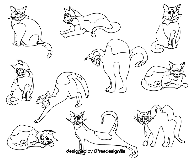 Cats black and white vector