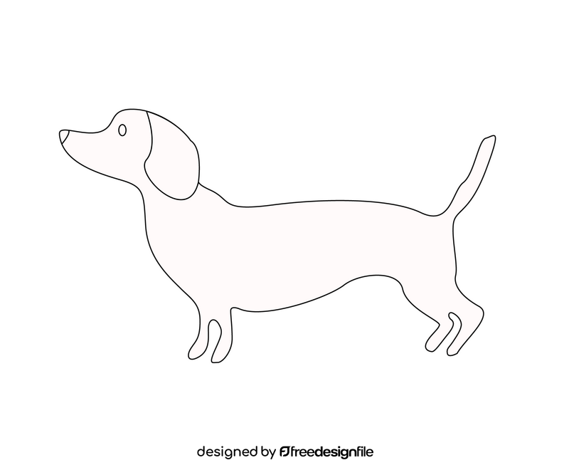 Dachshund dog cartoon black and white clipart