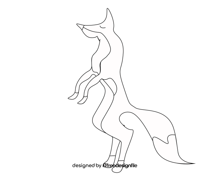 Fox standing on two legs black and white clipart
