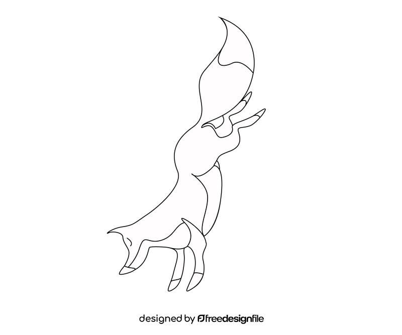 Fox falling black and white clipart