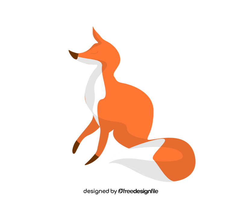 Sitting fox drawing clipart