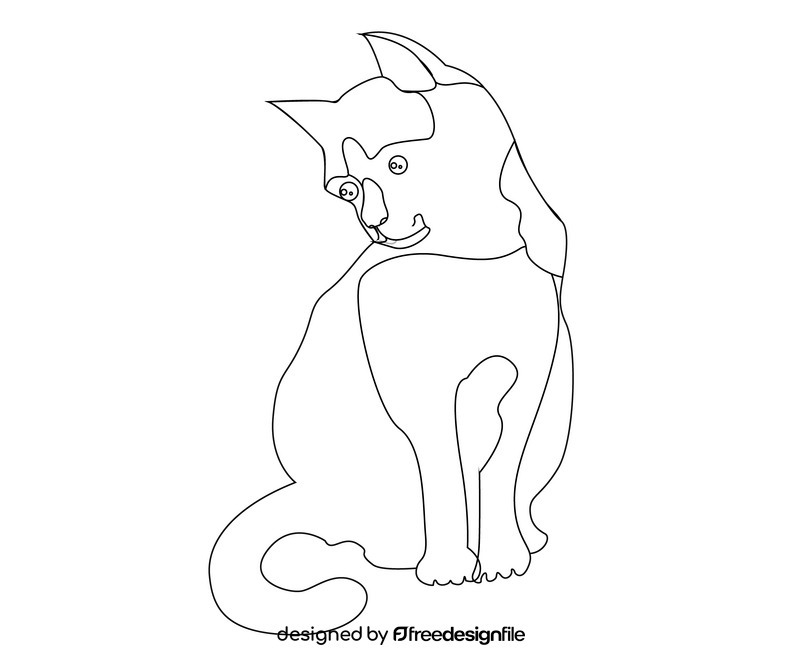 Cartoon cat black and white clipart