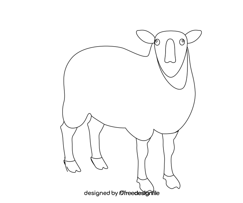 Sheep drawing black and white clipart