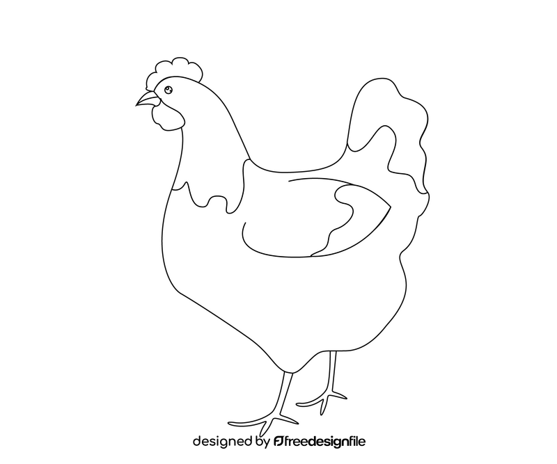 Chicken black and white clipart