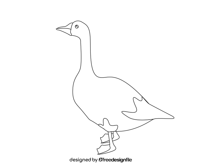 Cartoon goose black and white clipart