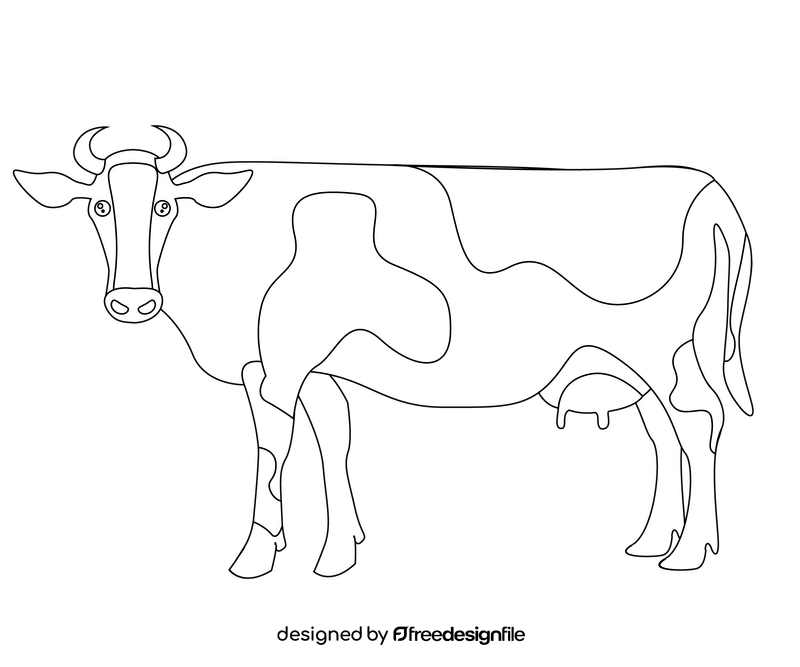Cartoon cow black and white clipart