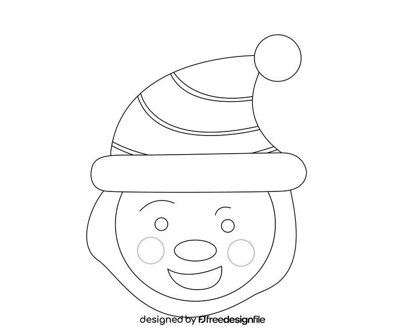 Santa Claus face black and white clipart