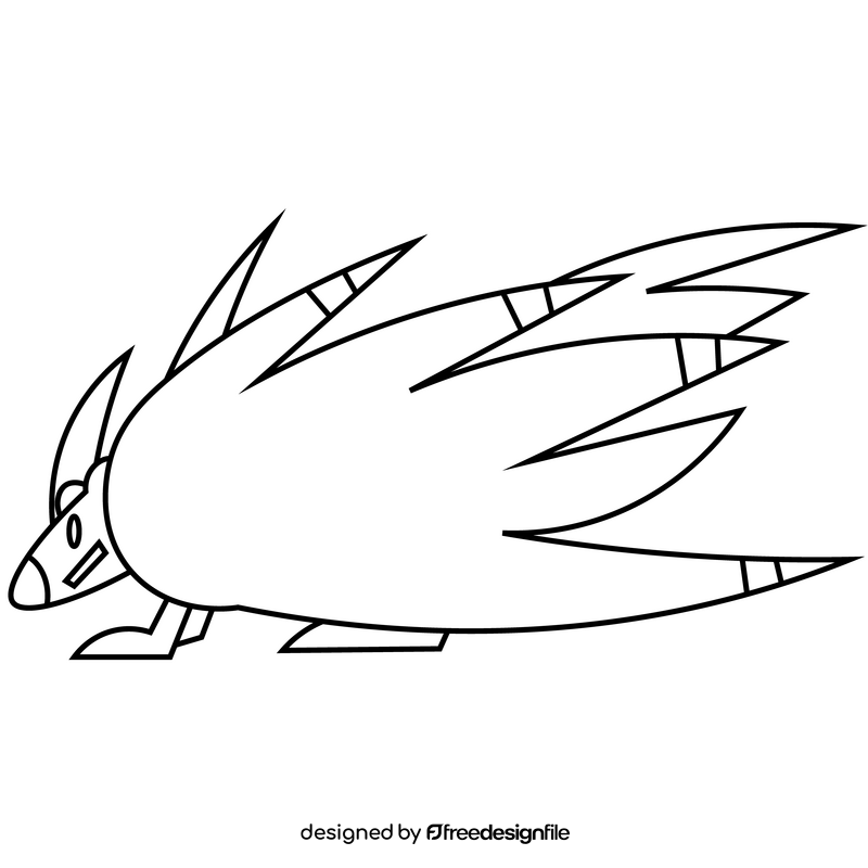 Porcupine drawing black and white clipart
