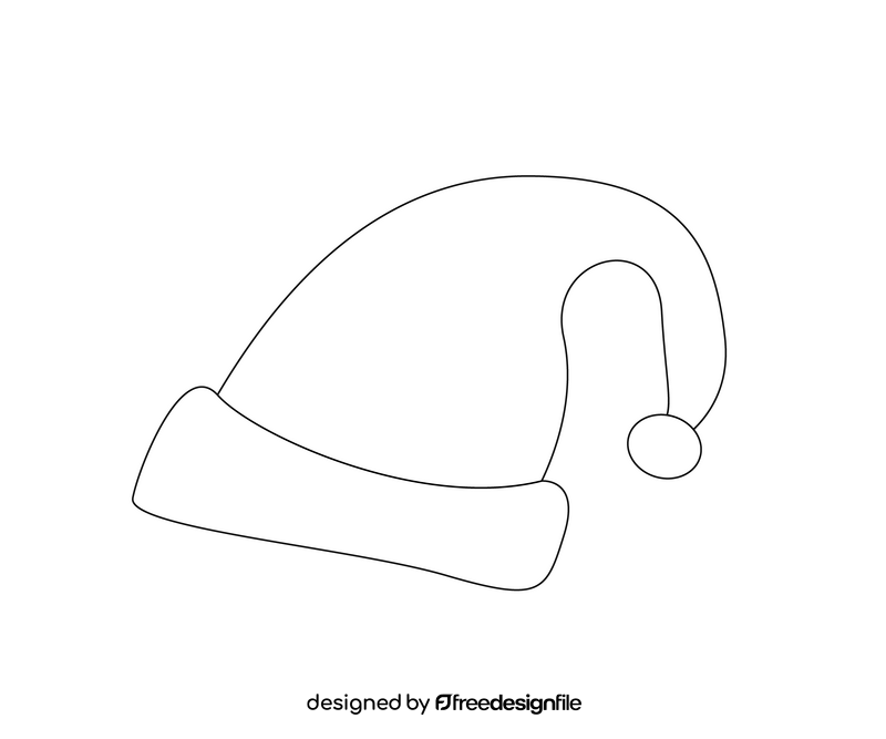 Santa Claus hat black and white clipart