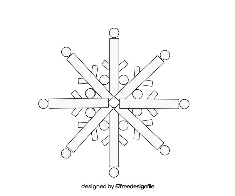 Cartoon snowflake black and white clipart