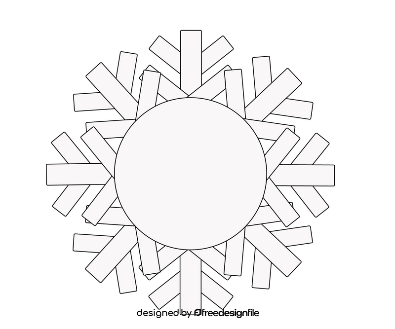 Snowflake drawing black and white clipart