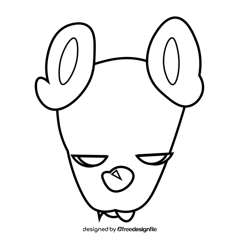 Possum angry face black and white clipart