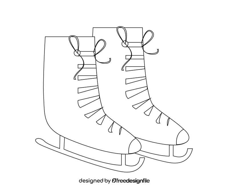 Ice skates illustration black and white clipart