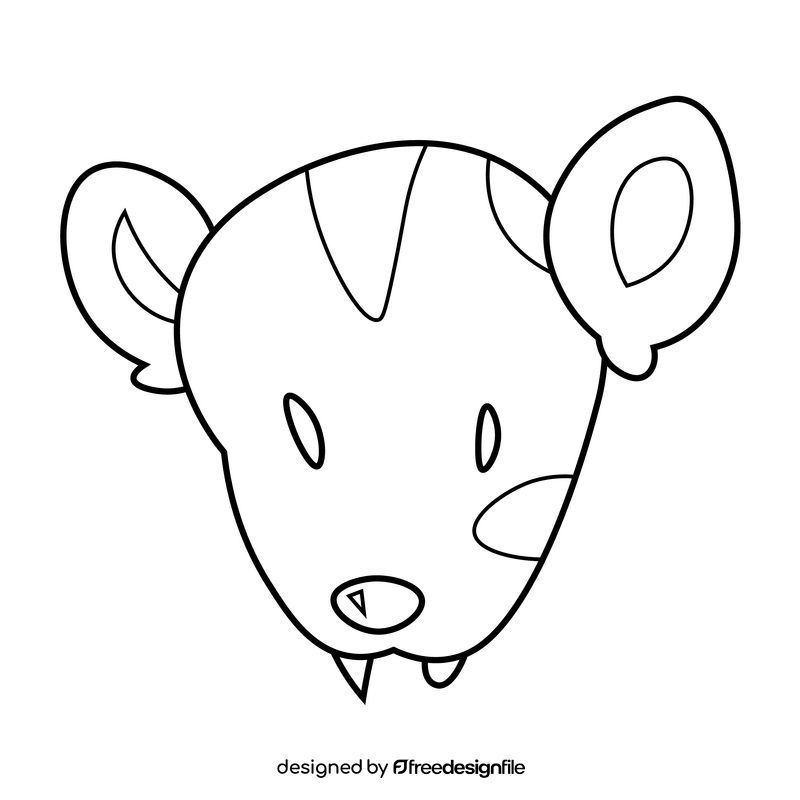 Possum head drawing black and white clipart