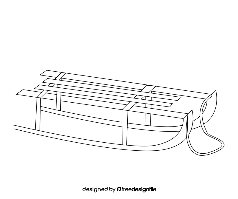 Winter sleigh black and white clipart