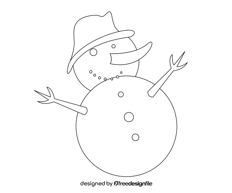 Free snowman black and white clipart