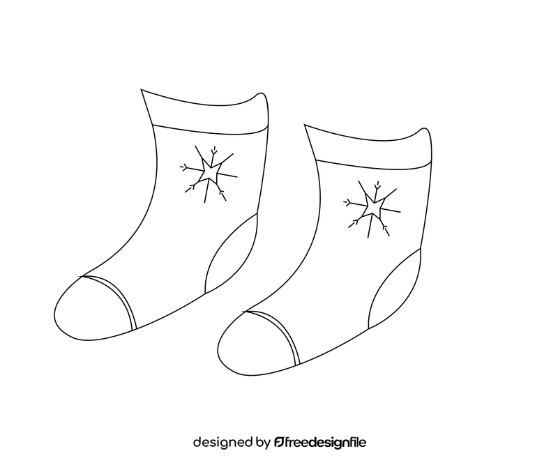 Winter socks black and white clipart