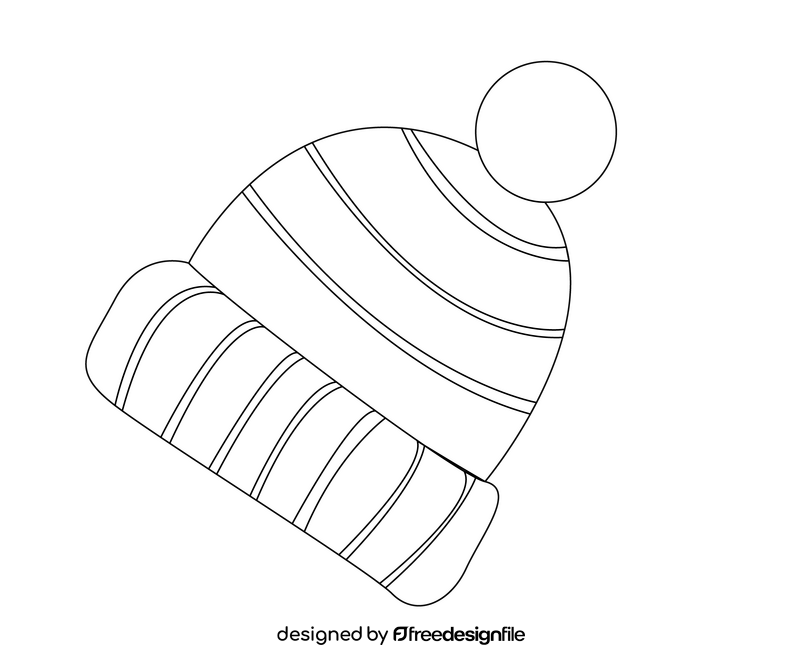 Winter hat black and white clipart