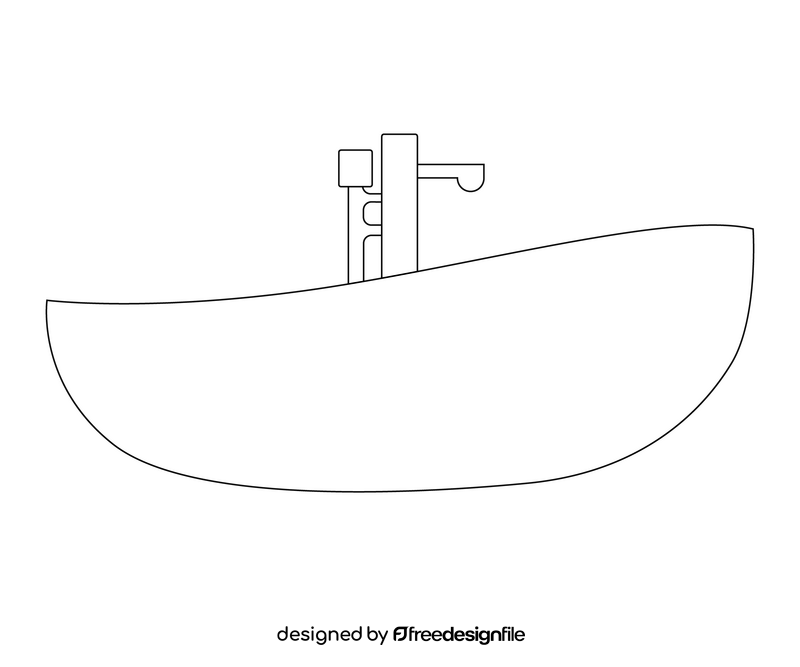 Cartoon bathtub black and white clipart