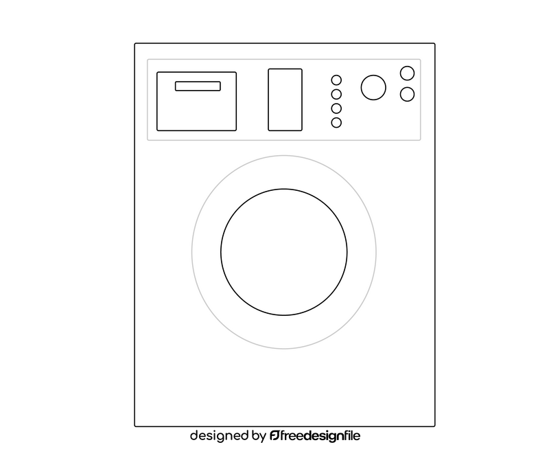 Cartoon washing machine black and white clipart