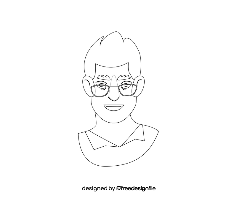 Brutal man with glasses illustration black and white clipart