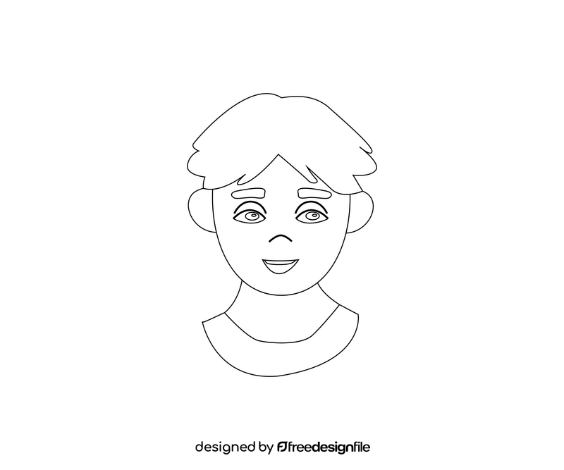 Cute boy face black and white clipart