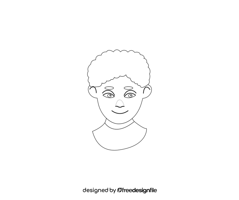 Shy boy face free black and white clipart