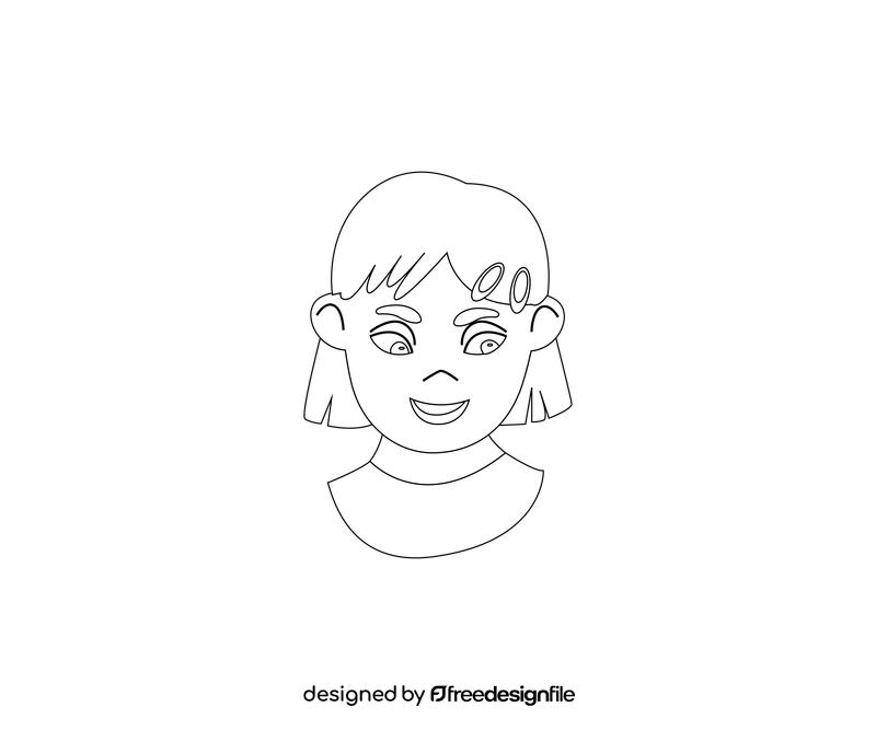 Cartoon little girl with bob black and white clipart
