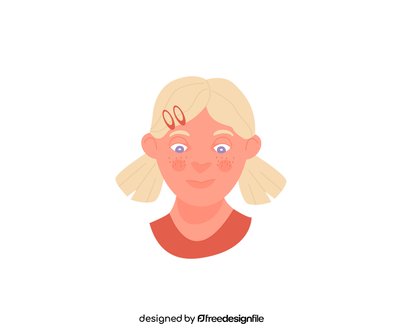 Blonde girl face with ponytails clipart