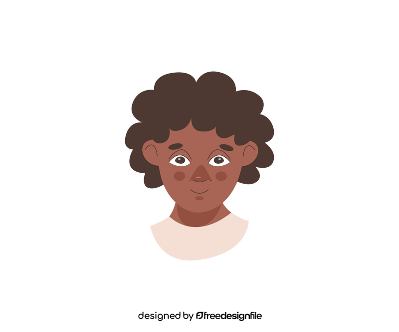 Curly dark girl portrait free clipart