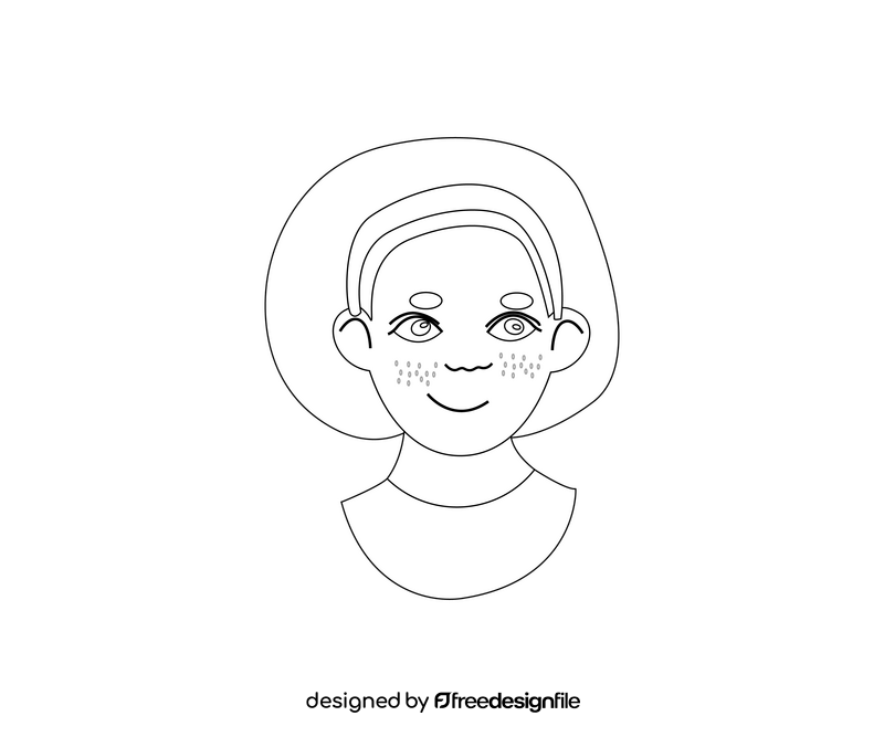 Cute girl portrait black and white clipart