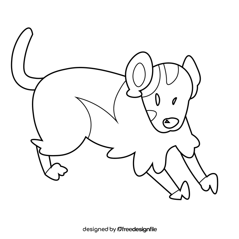 Possum playful drawing black and white clipart