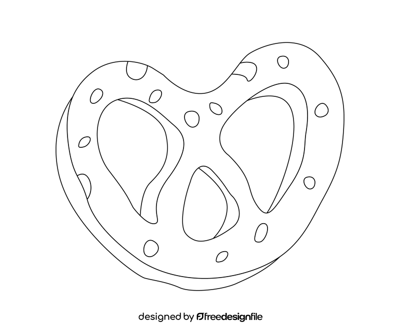 Pretzel cookie black and white clipart